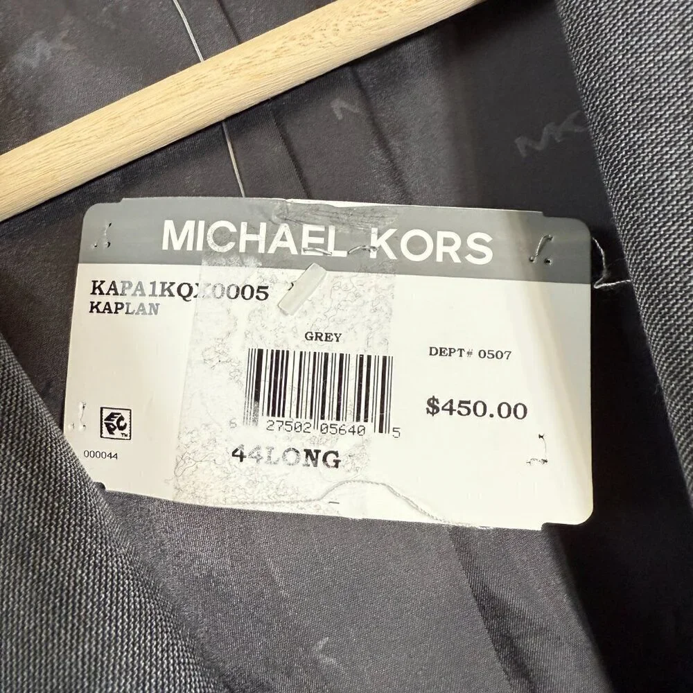 Michael Kors Wool Sport Coat Dinner Jacket Blazer Men 44L Gray Career Formal NWT